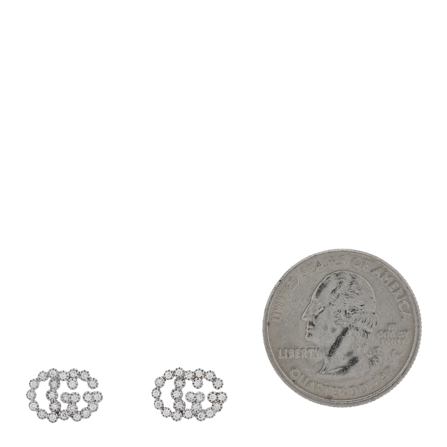 Gucci 18K White Gold Diamond Running G Earrings 2 of 5