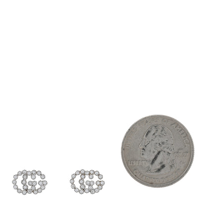 Gucci 18K White Gold Diamond Running G Earrings 2 of 5
