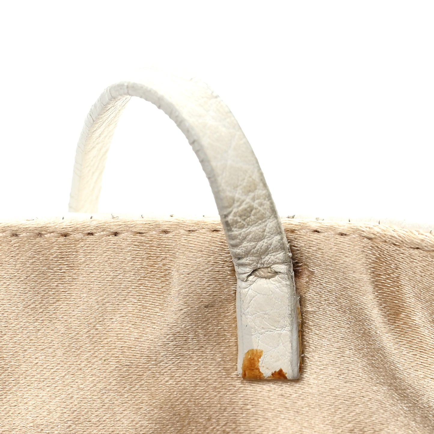 Vitello Daino Crystal Bucket Bag White