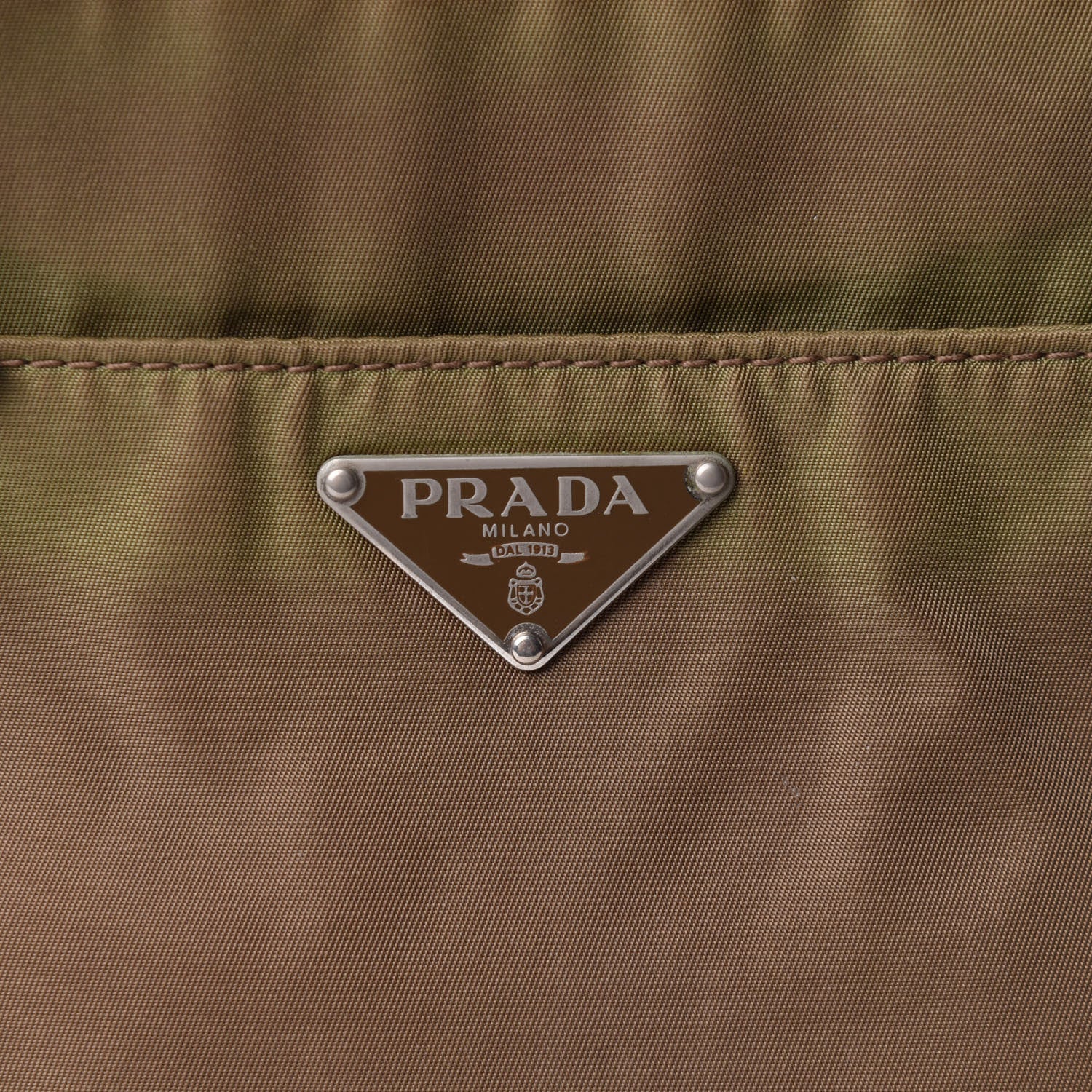 Prada Tessuto Nylon Faux Croc Tote Brown 10 of 10