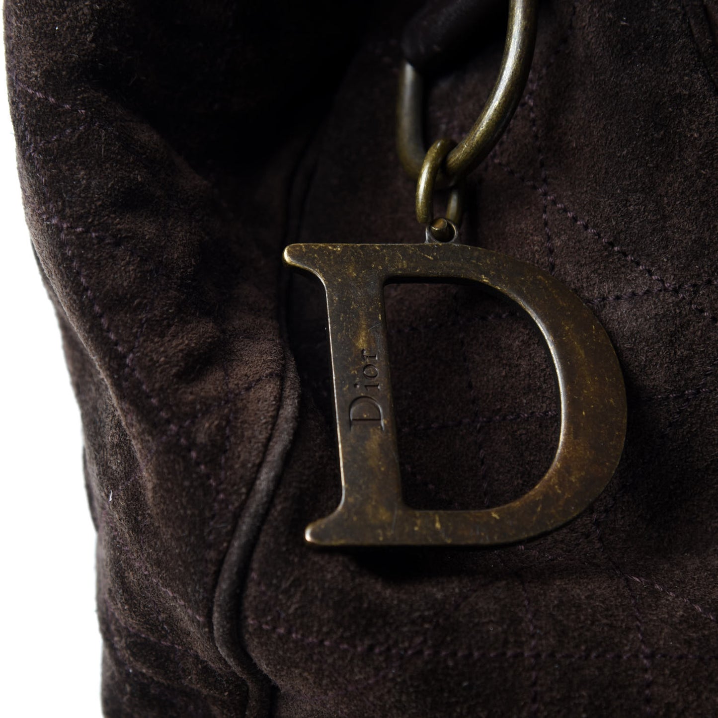 Suede Cannage Drawstring Bag Brown
