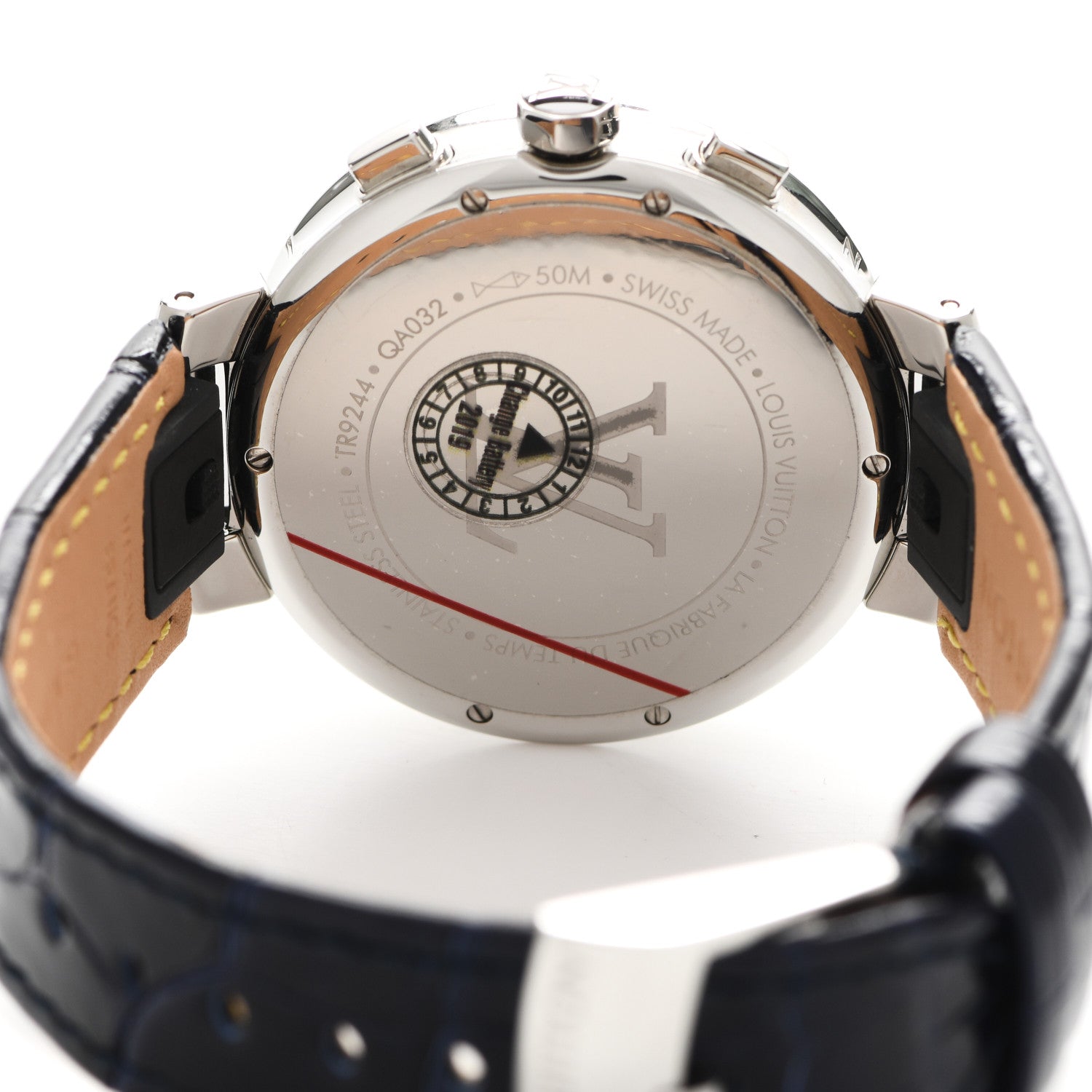 Louis Vuitton Stainless Steel Alligator 28mm Tambour Lovely Cup Quartz Watch Blue 4 of 4
