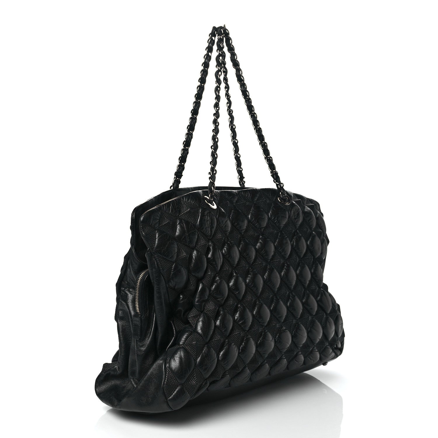 Chanel Glazed Lambskin Quilted Large Stravinsky Tote Black 2 of 9