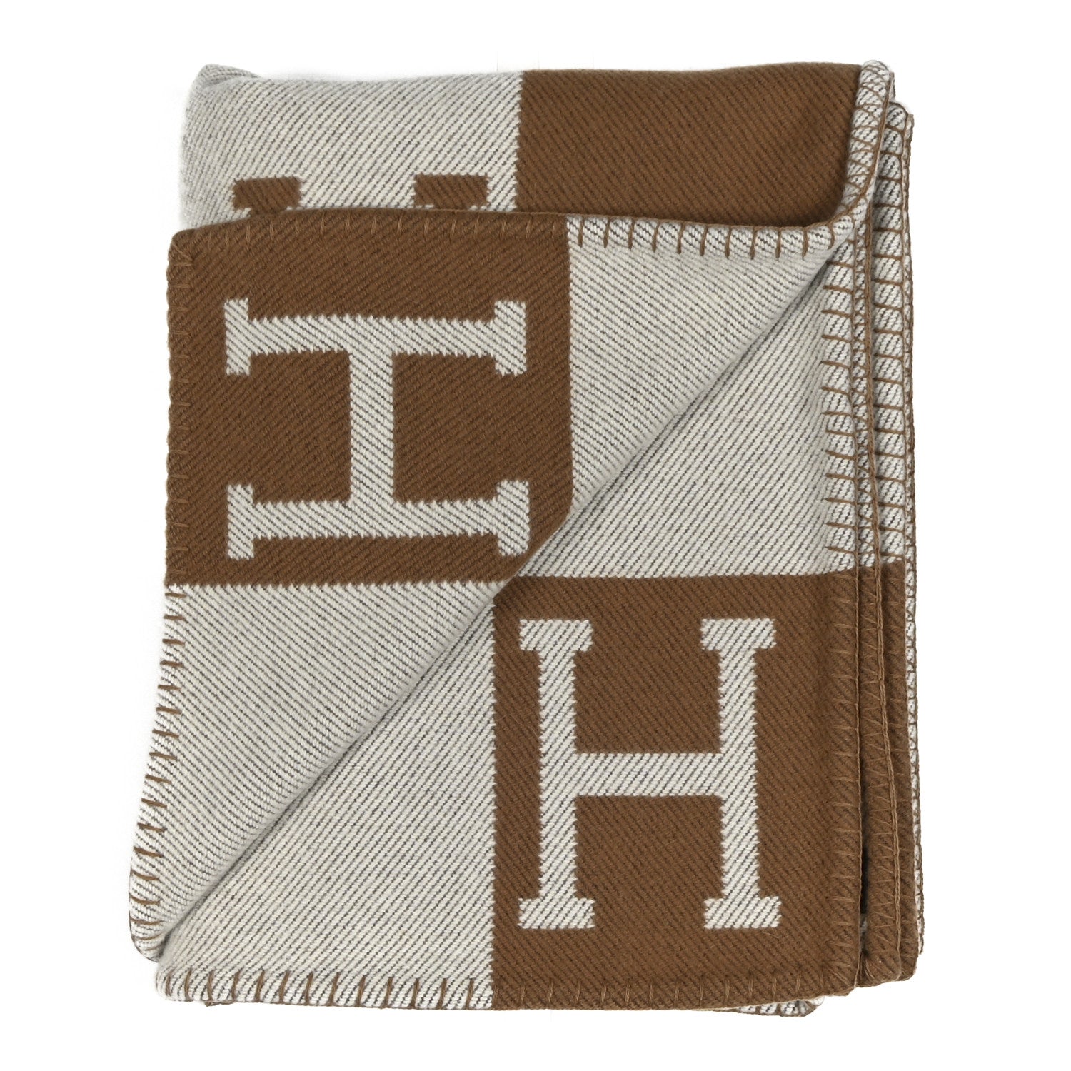 Hermes Wool Cashmere Avalon Blanket Ecru Camel 2 of 3
