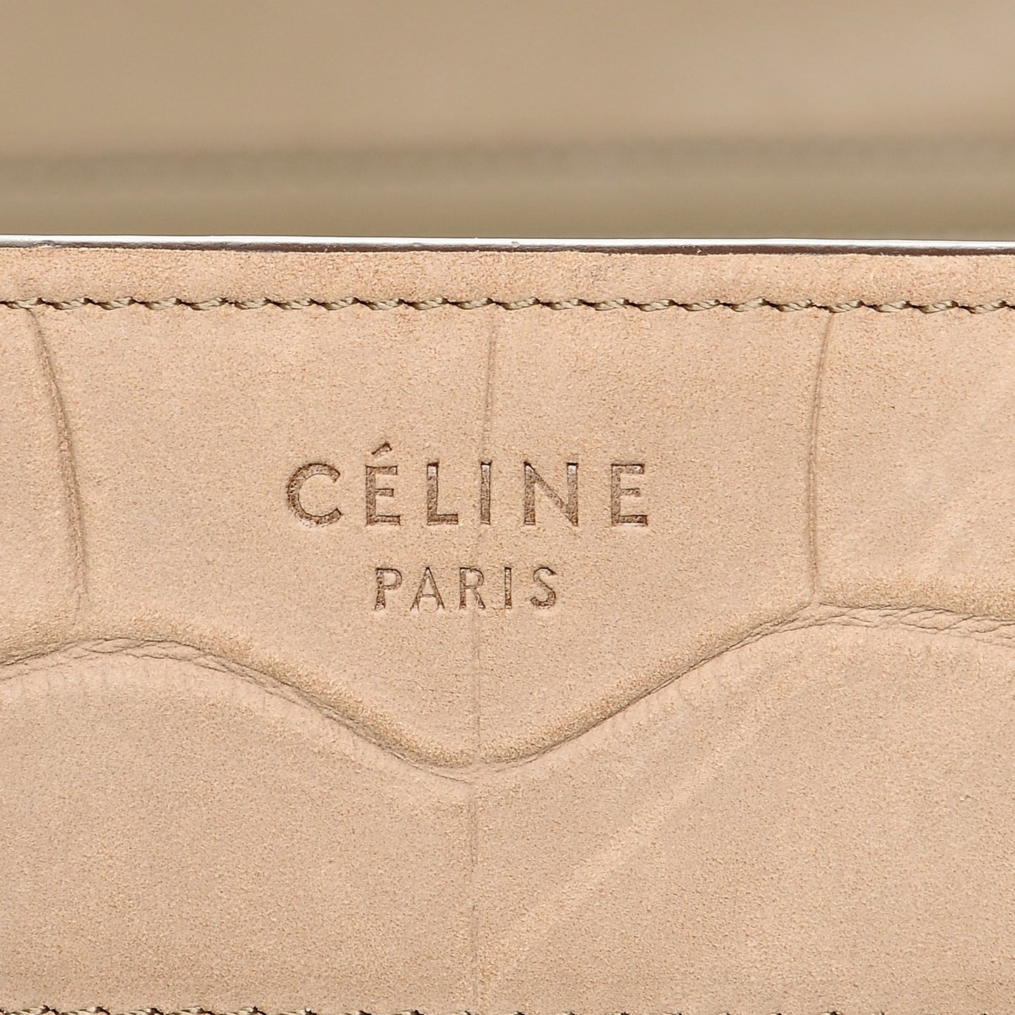 Crocodile Embossed Nubuck Medium Phantom Luggage Beige