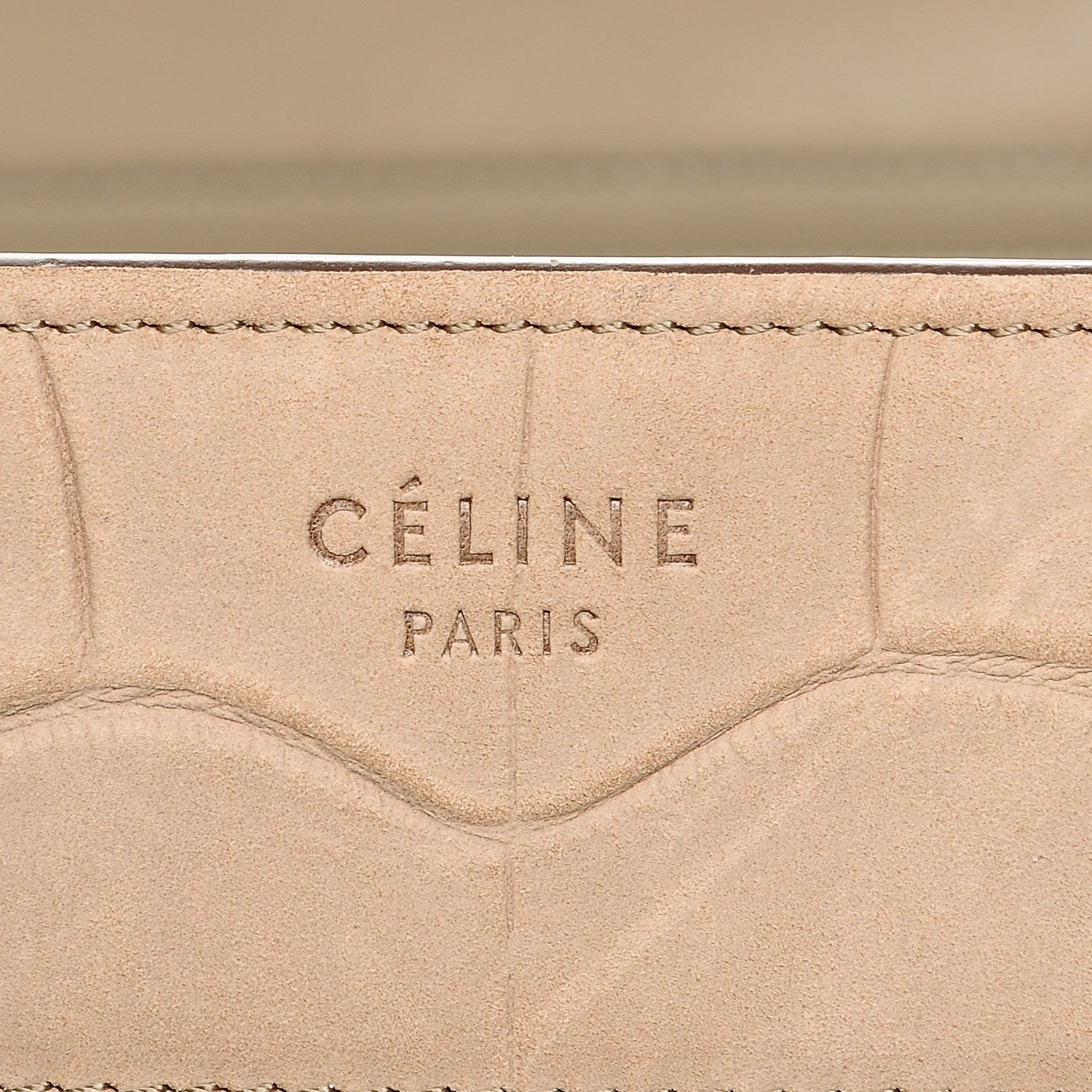 Celine Crocodile Embossed Nubuck Medium Phantom Luggage Beige 7 of 7