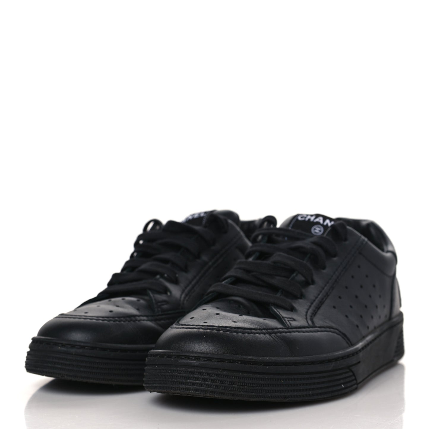 Calfskin Womens Logo Sneakers 39 Black