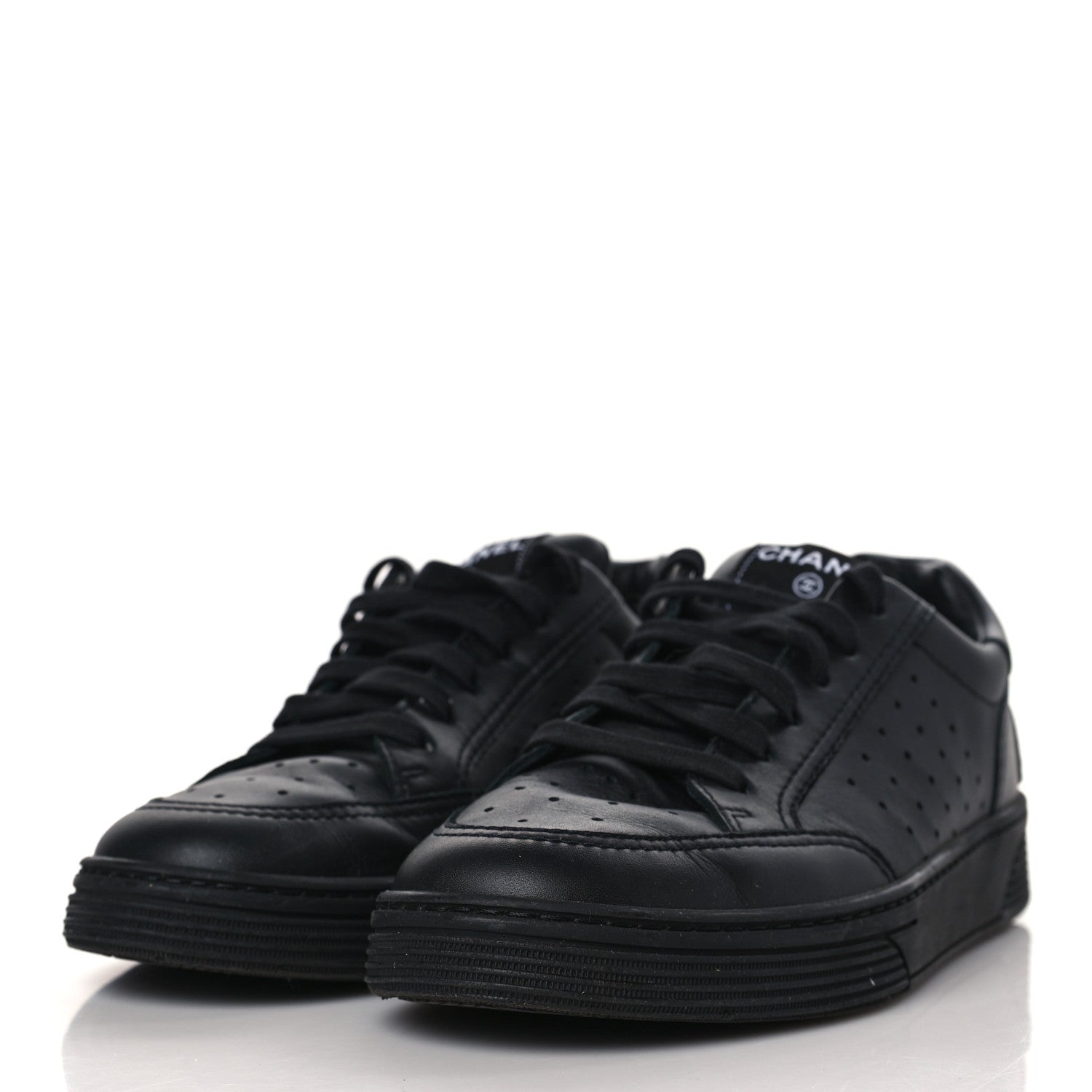 Chanel Calfskin Womens Logo Sneakers 39 Black 2 of 8