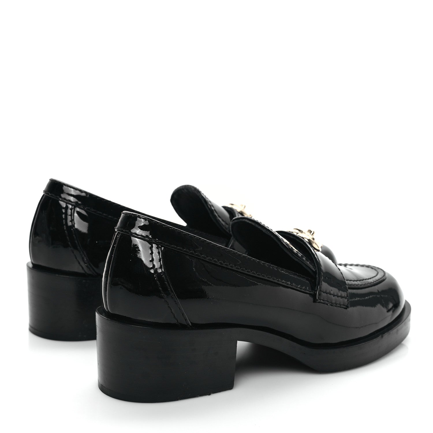 Chanel Patent CC Heart Loafers 36 Black 4 of 9