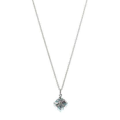 Tiffany Sterling Silver Enamel Gift Box Charm Necklace Blue 1 of 7