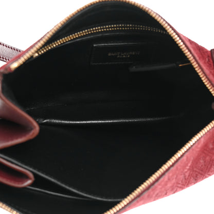 Saint Laurent Suede All-Over Monogram Crossbody Burgundy 5 of 11