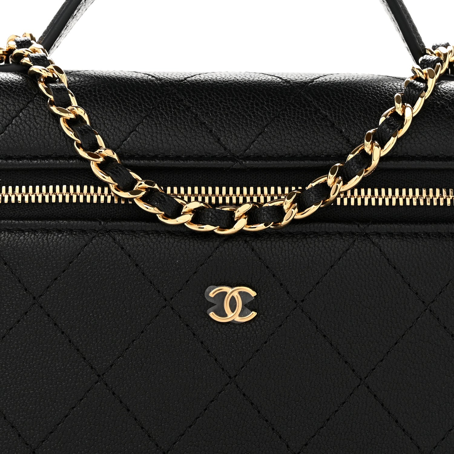 Chanel Goatskin Quilted Top Handle Slim Vanity With Chain Black 8 of 11