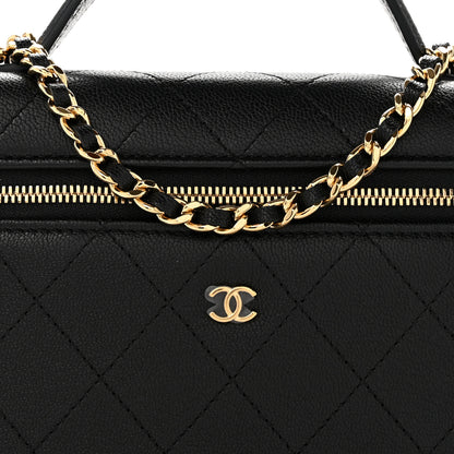 Chanel Goatskin Quilted Top Handle Slim Vanity With Chain Black 8 of 11