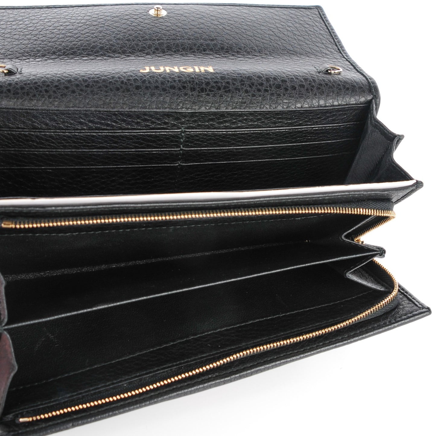 Calfskin Web Horsebit Chain Clutch Wallet Black