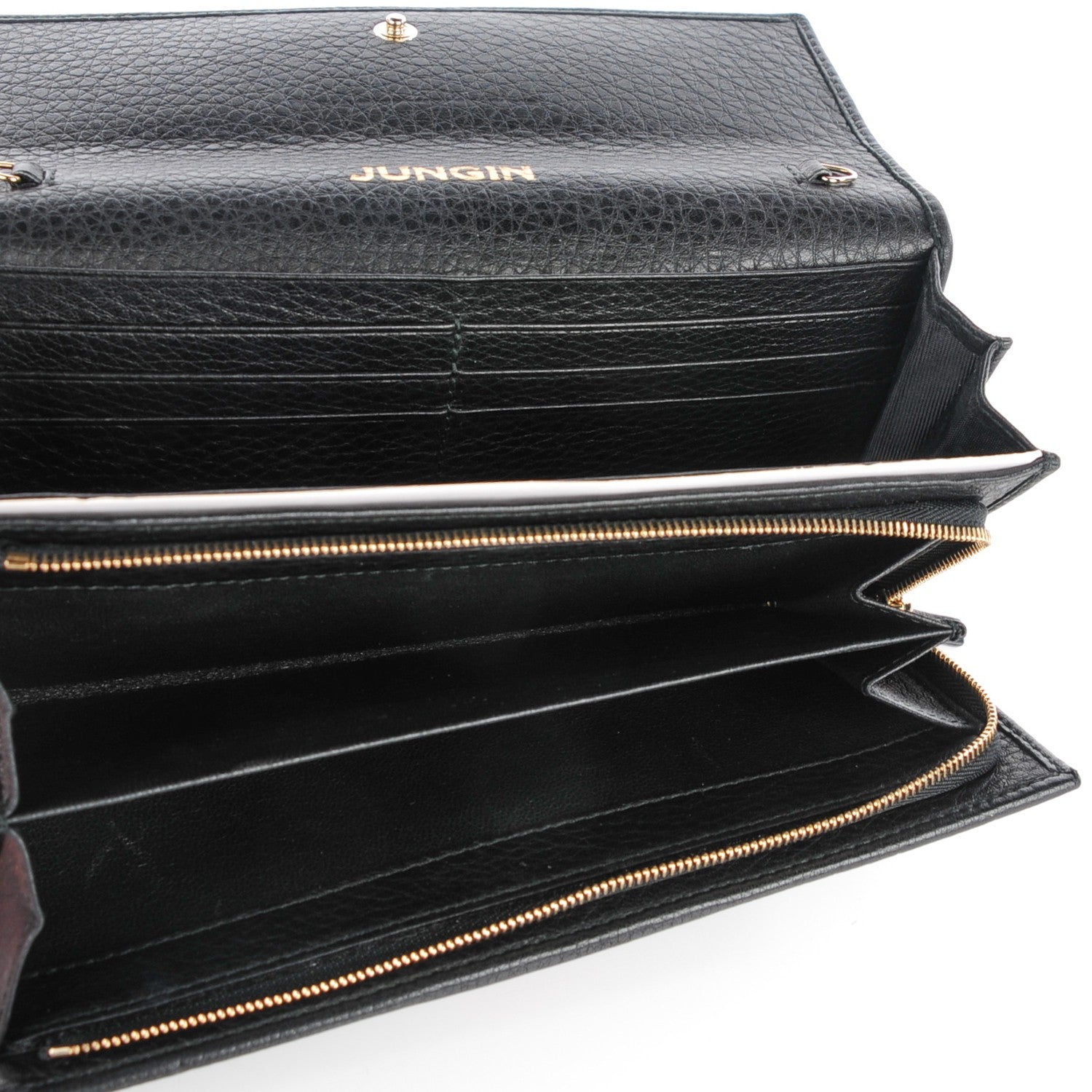 Gucci Calfskin Web Horsebit Chain Clutch Wallet Black 5 of 8