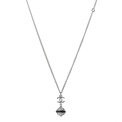 Chanel Crystal CC Drop Pendant Necklace Silver 1 of 3