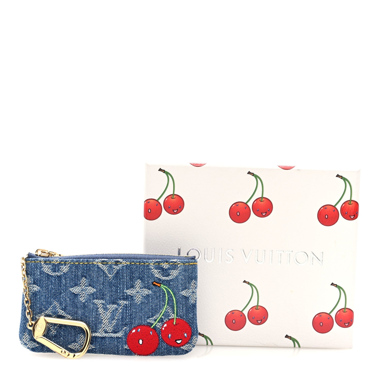 Louis Vuitton LV X TM Monogram Denim Cerises Key Pouch Blue 7 of 7