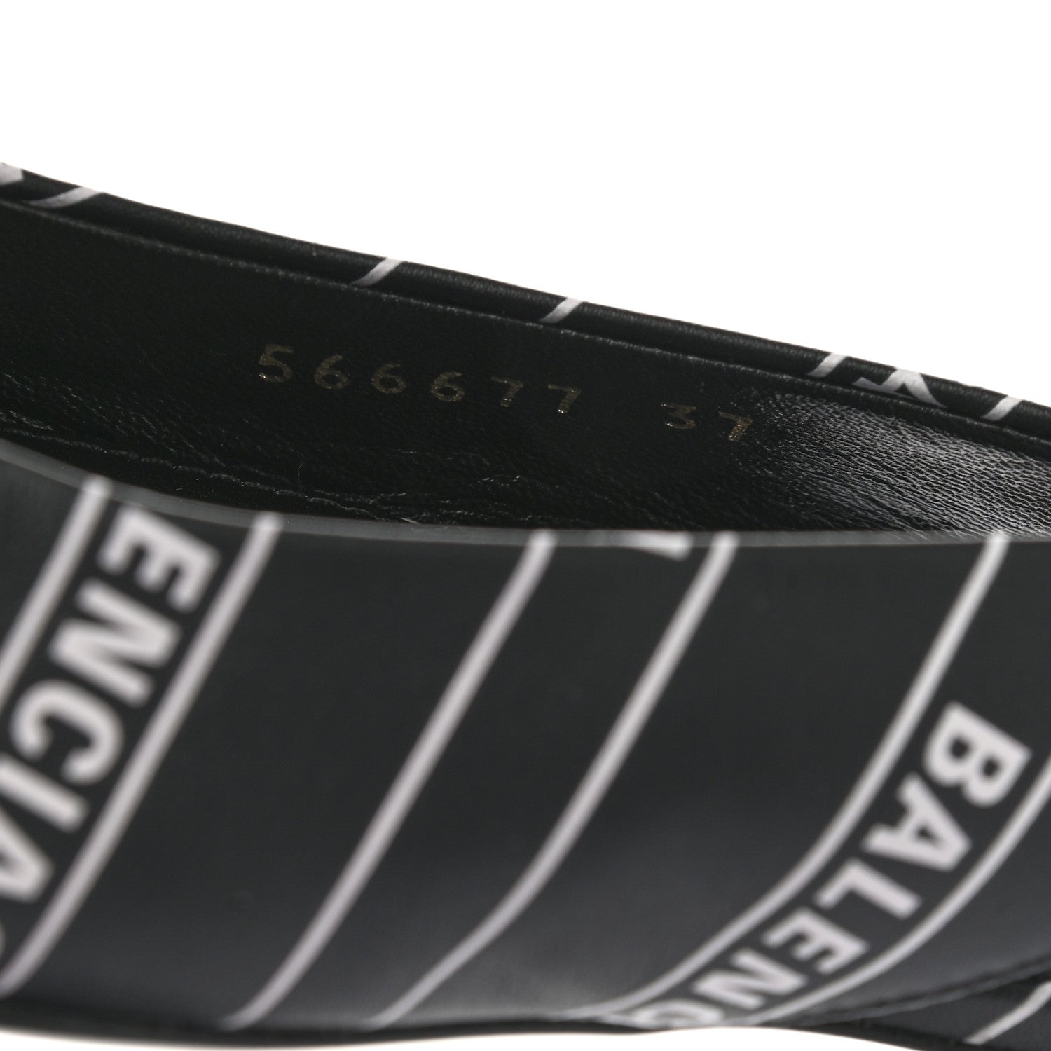 Balenciaga Calfskin Diagonal Allover Logo Print BB Knife Pointy Toe Slingback Flats 37 Black White 8 of 9
