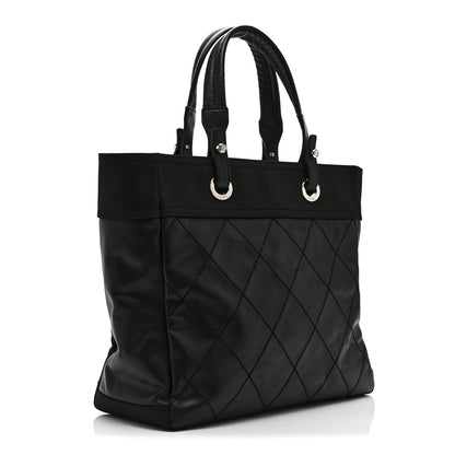 Chanel Coated Canvas Quilted Large Paris Biarritz Tote Black 4 of 11