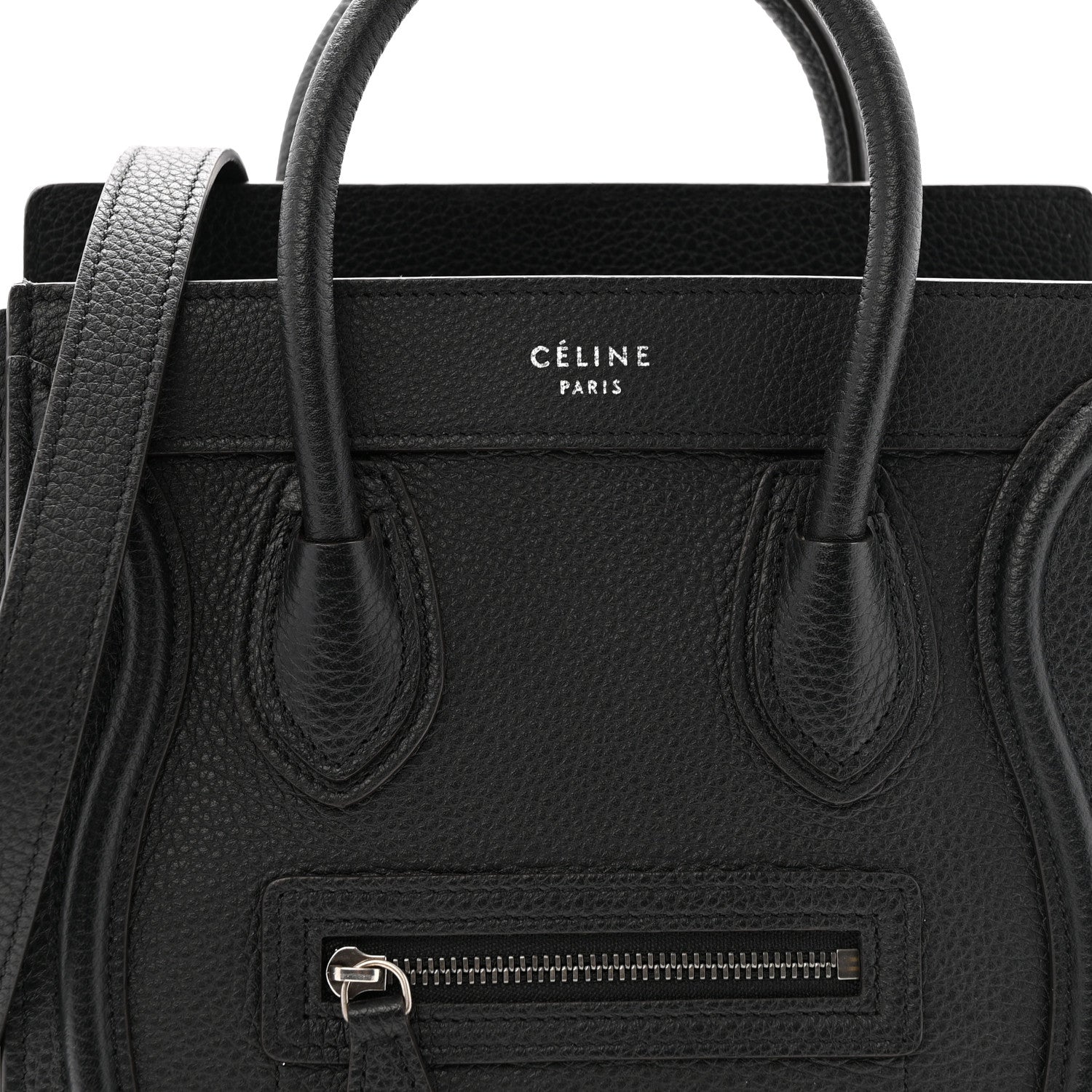 Celine Drummed Calfskin Nano Luggage Black 8 of 14