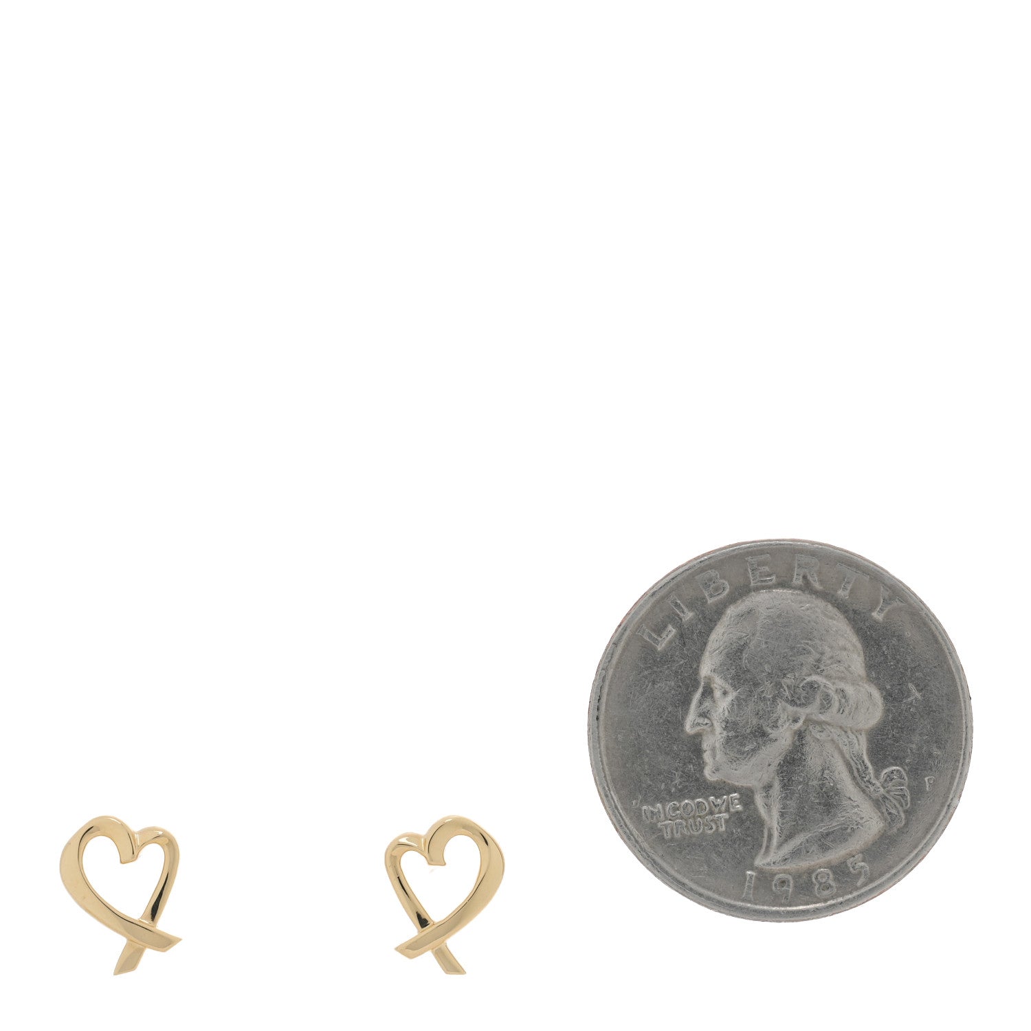 Tiffany 18K Yellow Gold Mini Paloma Picasso Loving Heart Earrings 2 of 4