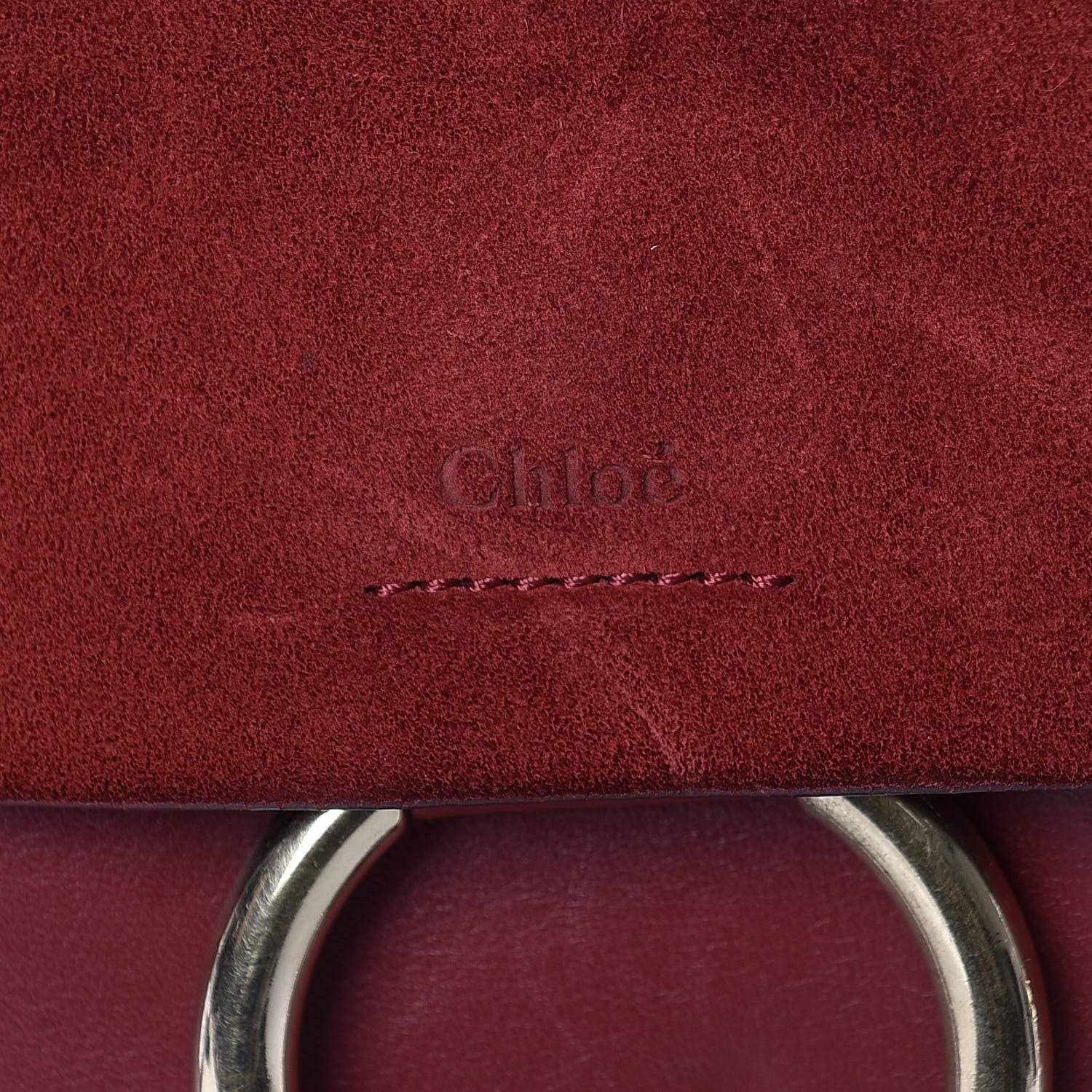 Chloe Calfskin Suede Medium Faye Shoulder Bag Plum Purple 7 of 8