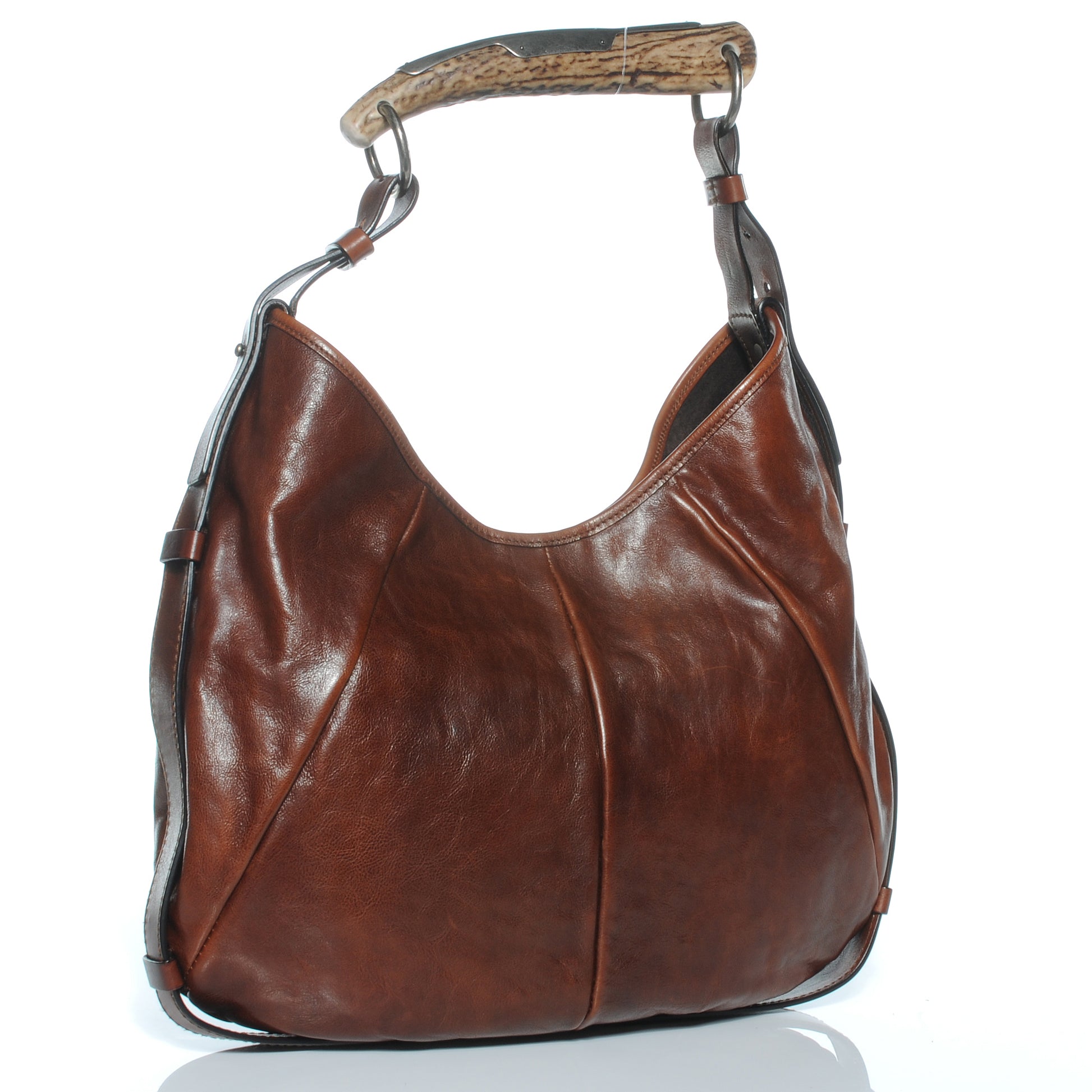 Saint Laurent Buffalo Leather Medium Mombasa Horn Bag Cognac 4 of 8