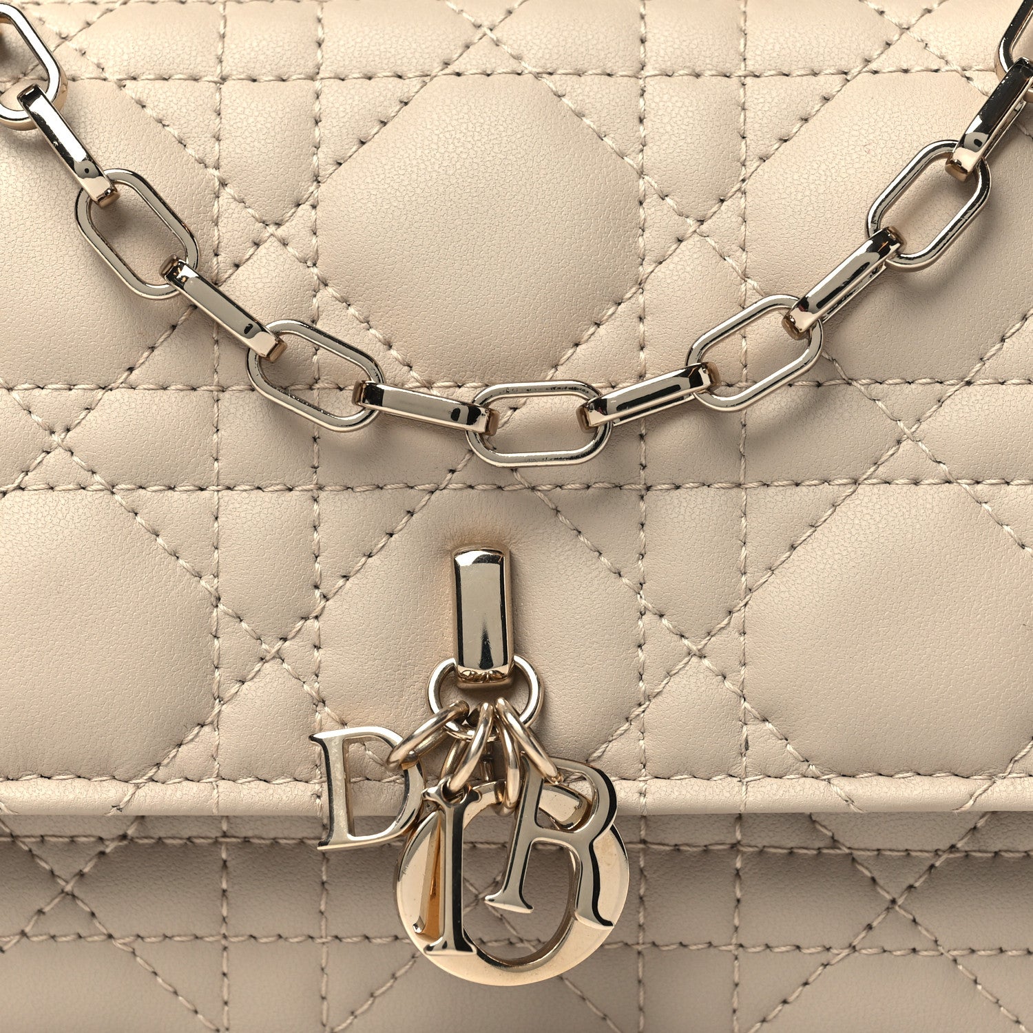 Christian Dior Lambskin Cannage Mini My Dior Top Handle Clutch Beige 8 of 10