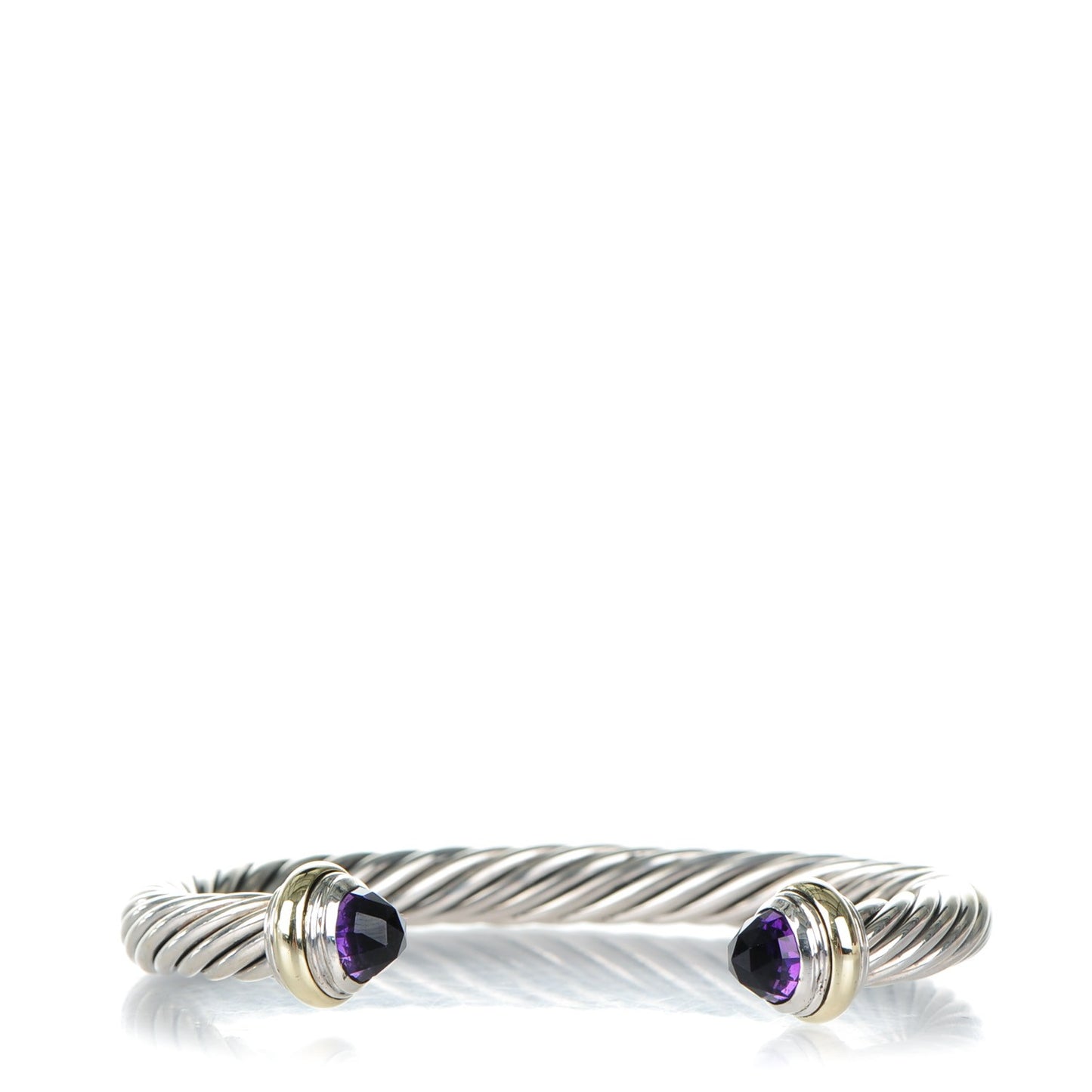 Sterling Silver 14K Yellow Gold Amethyst 7mm Cable Classics Bracelet