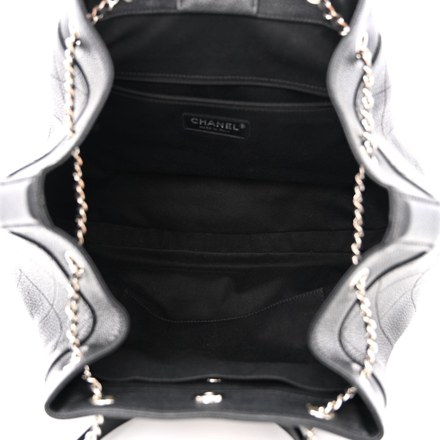 Grained Calfskin Stitched Accordion Shoulder Bag Black
