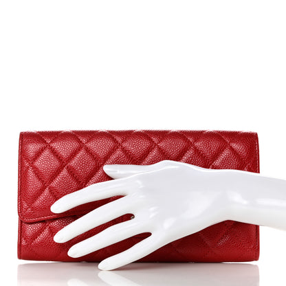 Chanel Caviar Quilted Travel Wallet Red 2 of 9