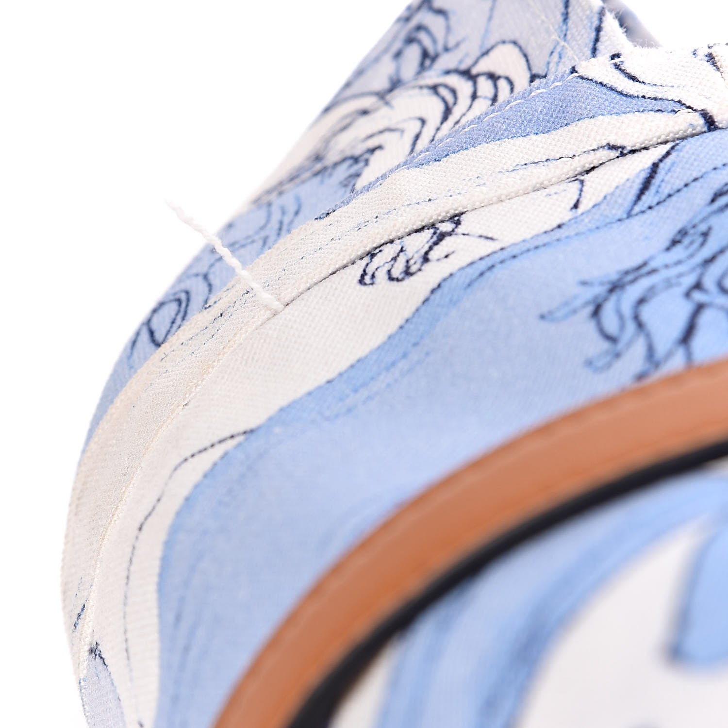 Loewe Canvas Print Faces Trimmed Shoulder Bag Light Blue White 7 of 10
