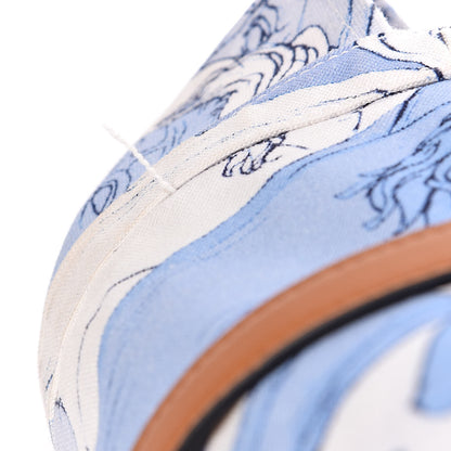 Loewe Canvas Print Faces Trimmed Shoulder Bag Light Blue White 7 of 10
