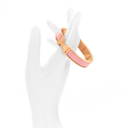 Enamel Narrow Clic Clac H Bracelet GM Rose Delirium