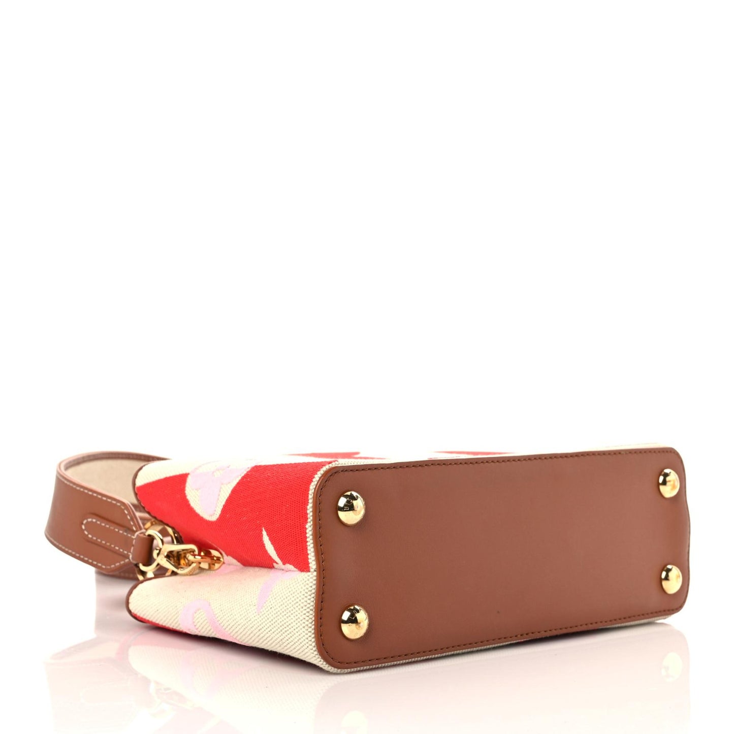 Canvas Calfskin Embroidered Braided Monogram Capucines BB Red