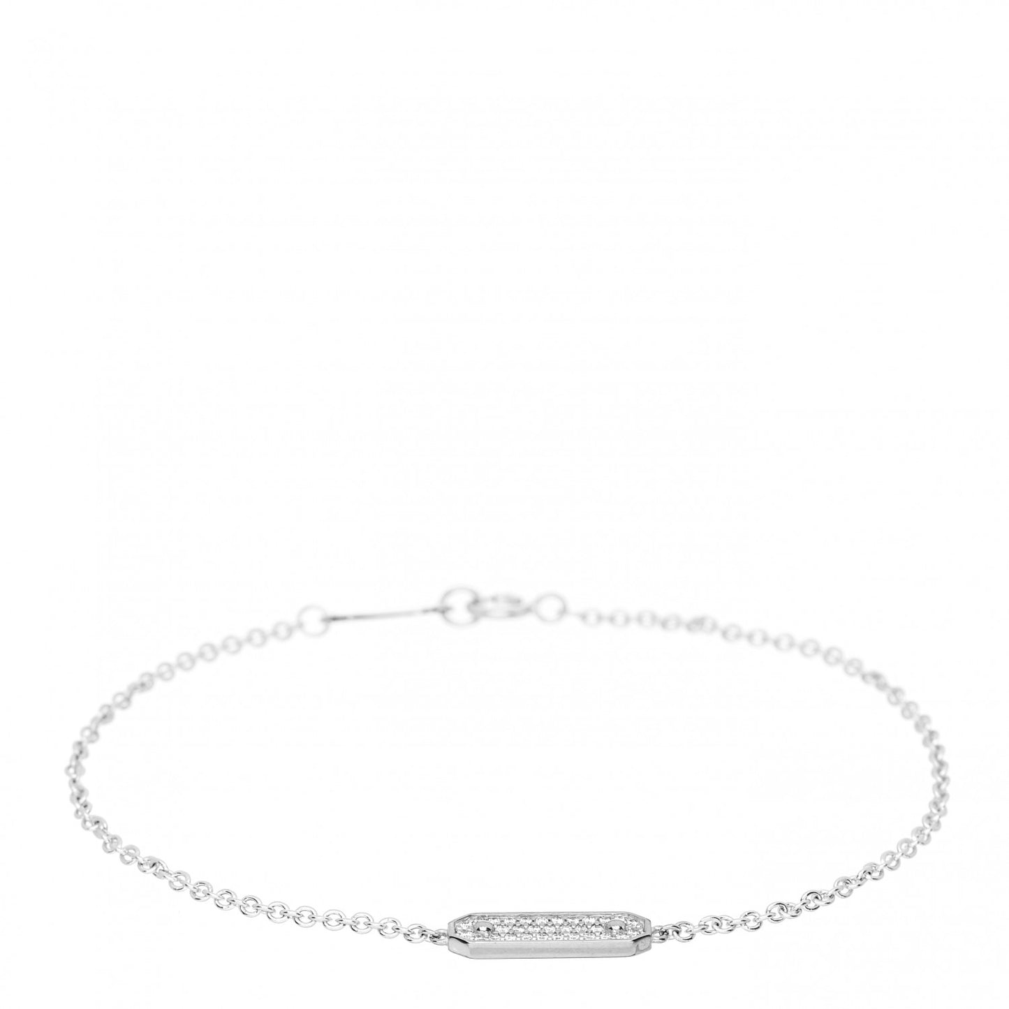 18K White Gold Diamond Tag Chain Bracelet