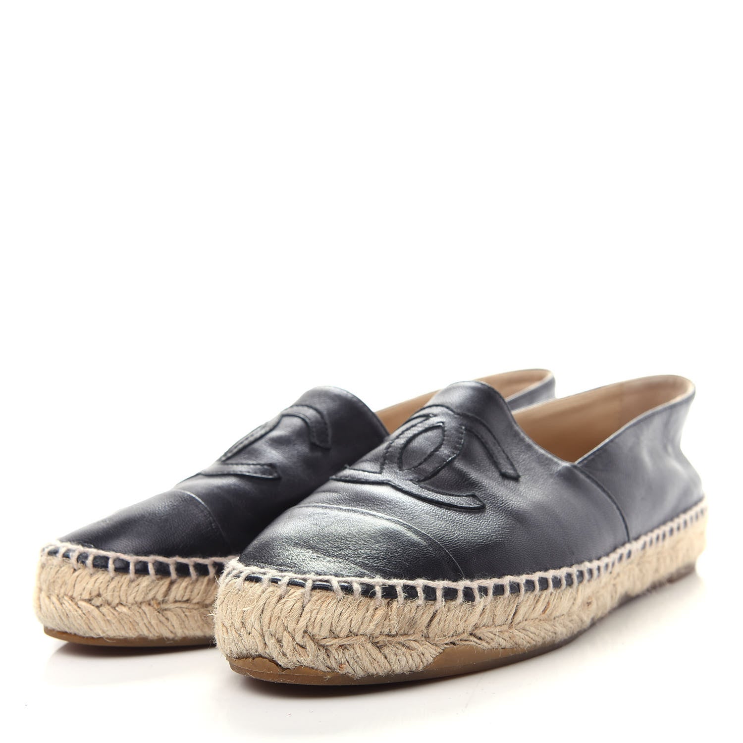 Chanel Lambskin CC Espadrilles 37 Black 3 of 10
