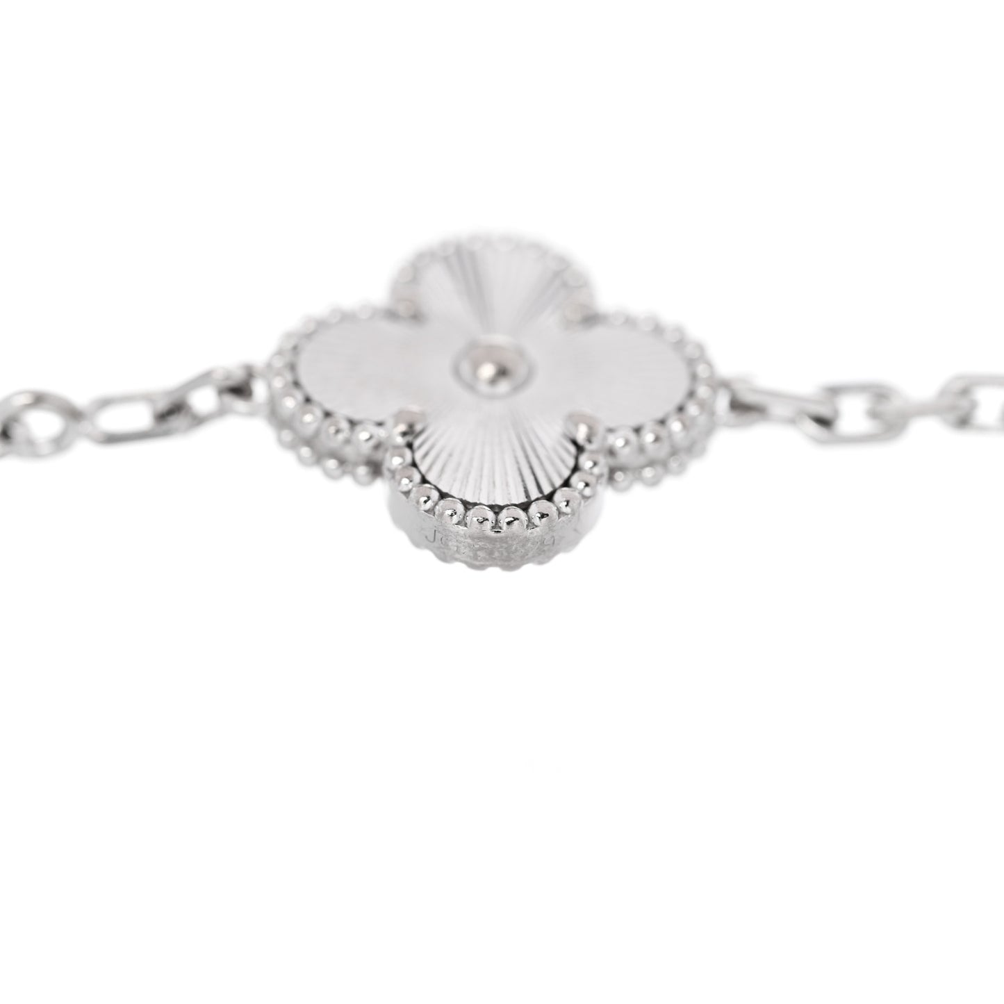 18K White Gold 5 Motifs Guilloche Vintage Alhambra Bracelet