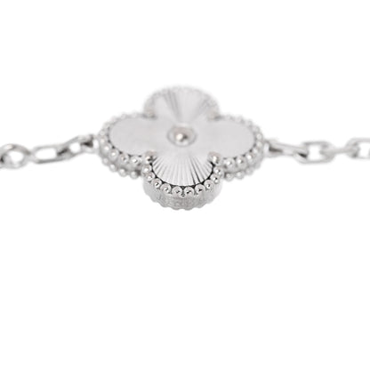 Van Cleef & Arpels 18K White Gold 5 Motifs Guilloche Vintage Alhambra Bracelet 4 of 4