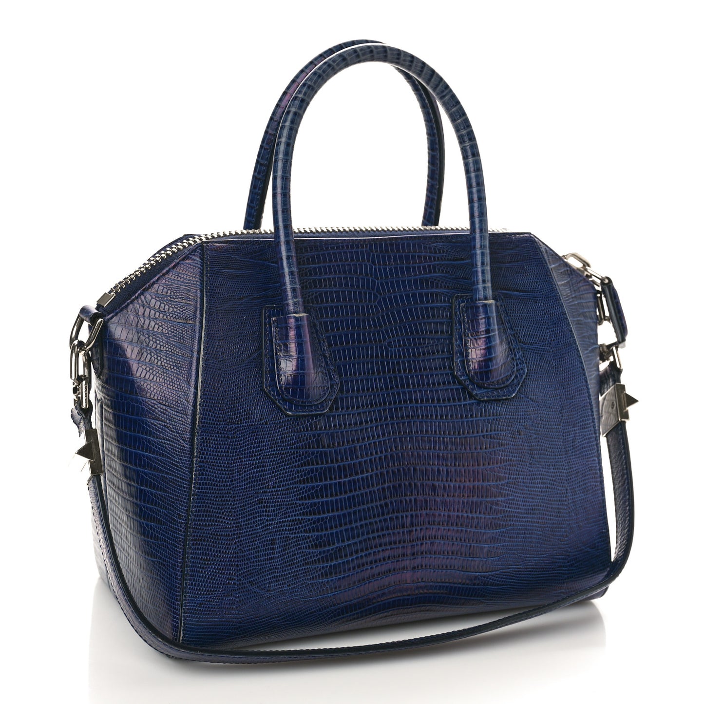 Calfskin Lizard Embossed Small Antigona Deep Blue