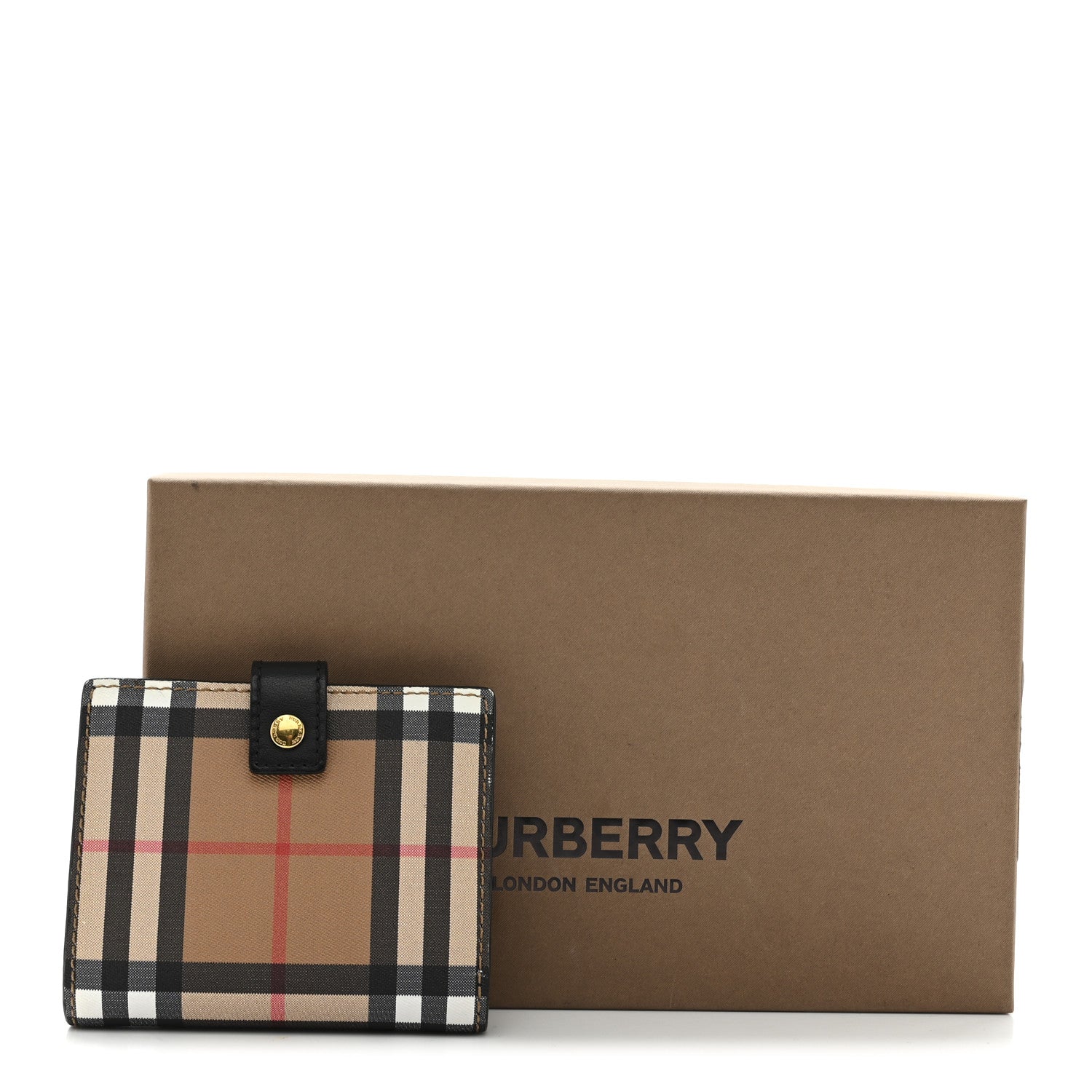 Burberry Coated Canvas Vintage Check Coin Purse Wallet Black