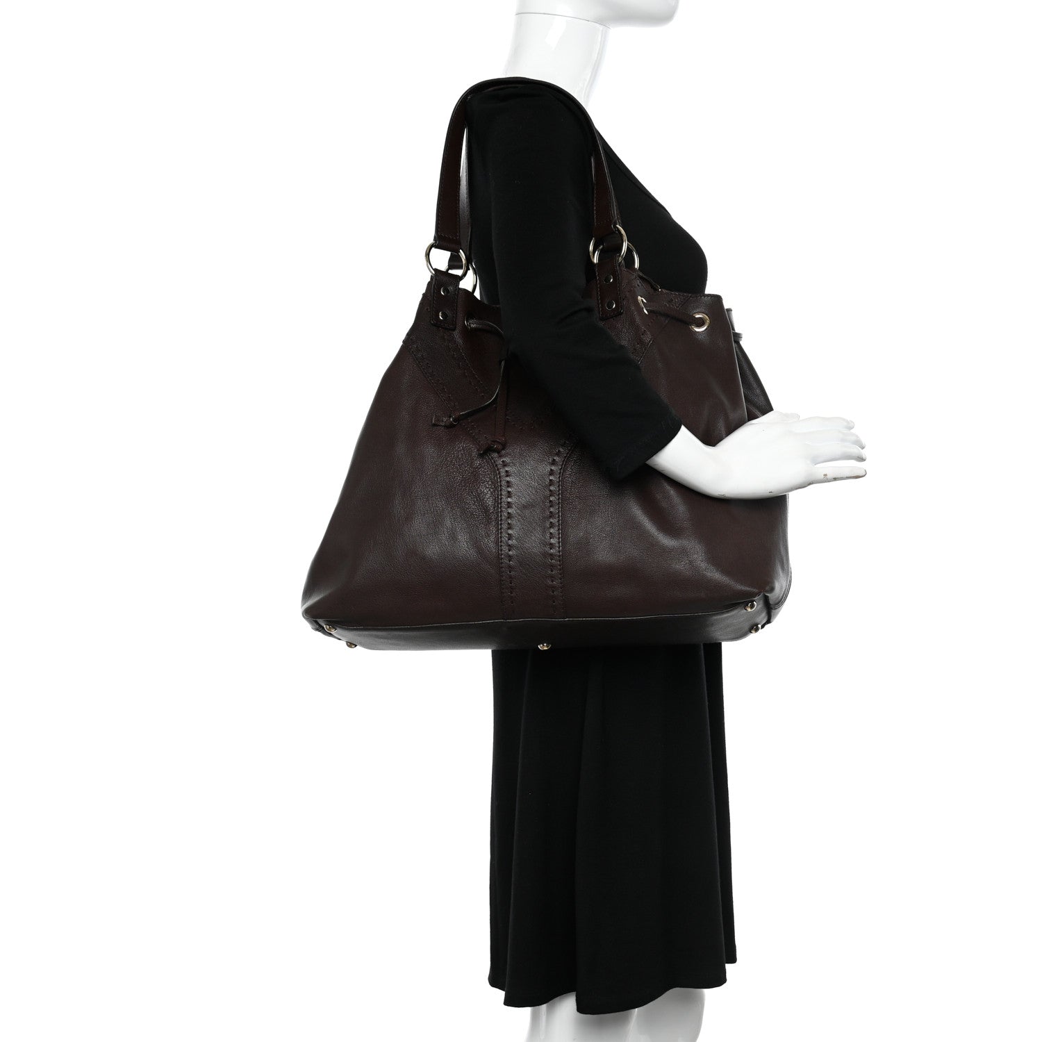 Saint Laurent Calfskin Reversible Double Sac Y Tote Gold Brown 2 of 12
