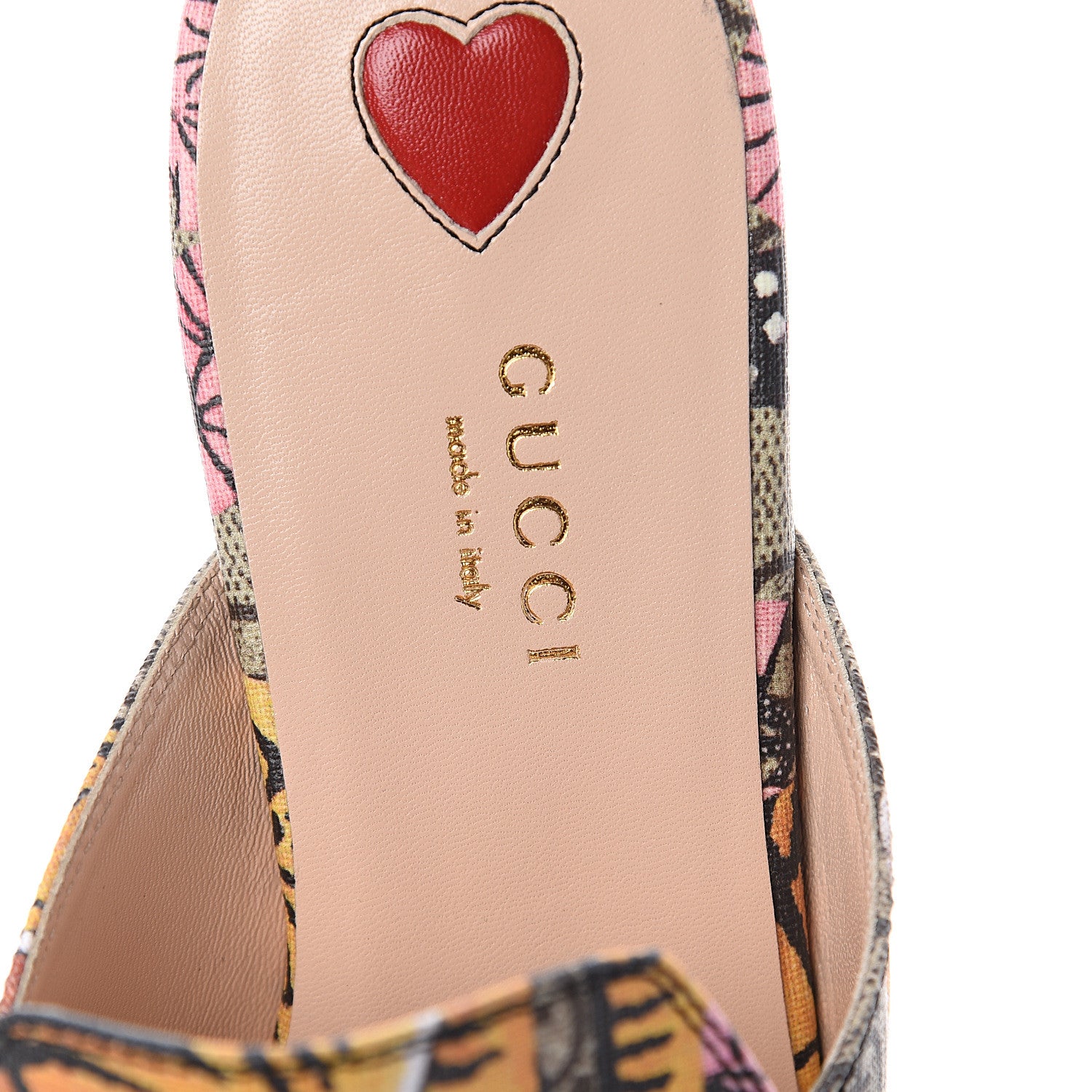 Gucci GG Supreme Monogram Bengal Womens Princetown Slippers 37.5 Beige Crop Pink 6 of 7