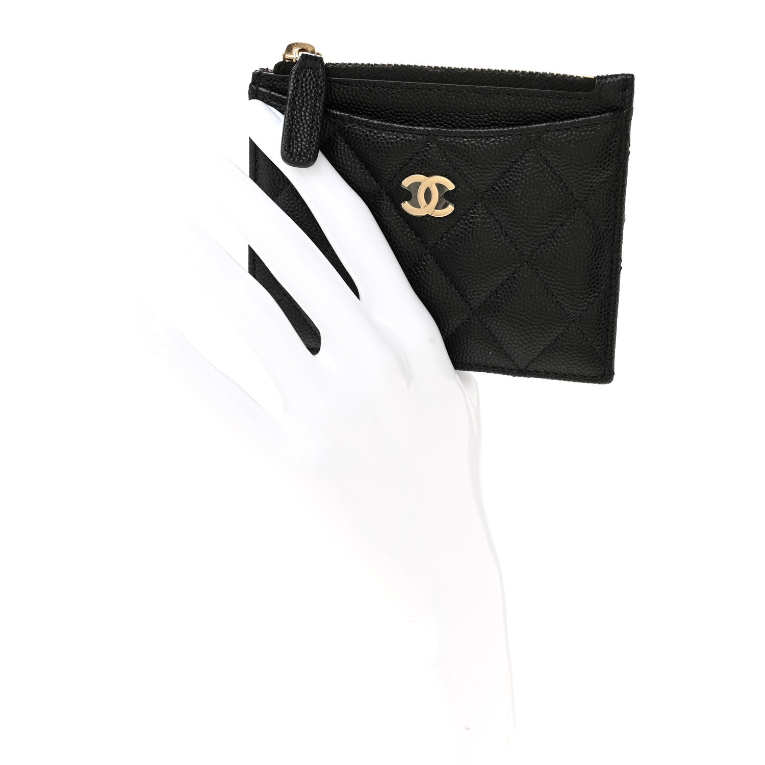 Chanel Caviar Quilted CC Zip Card Holder Black 2 of 8