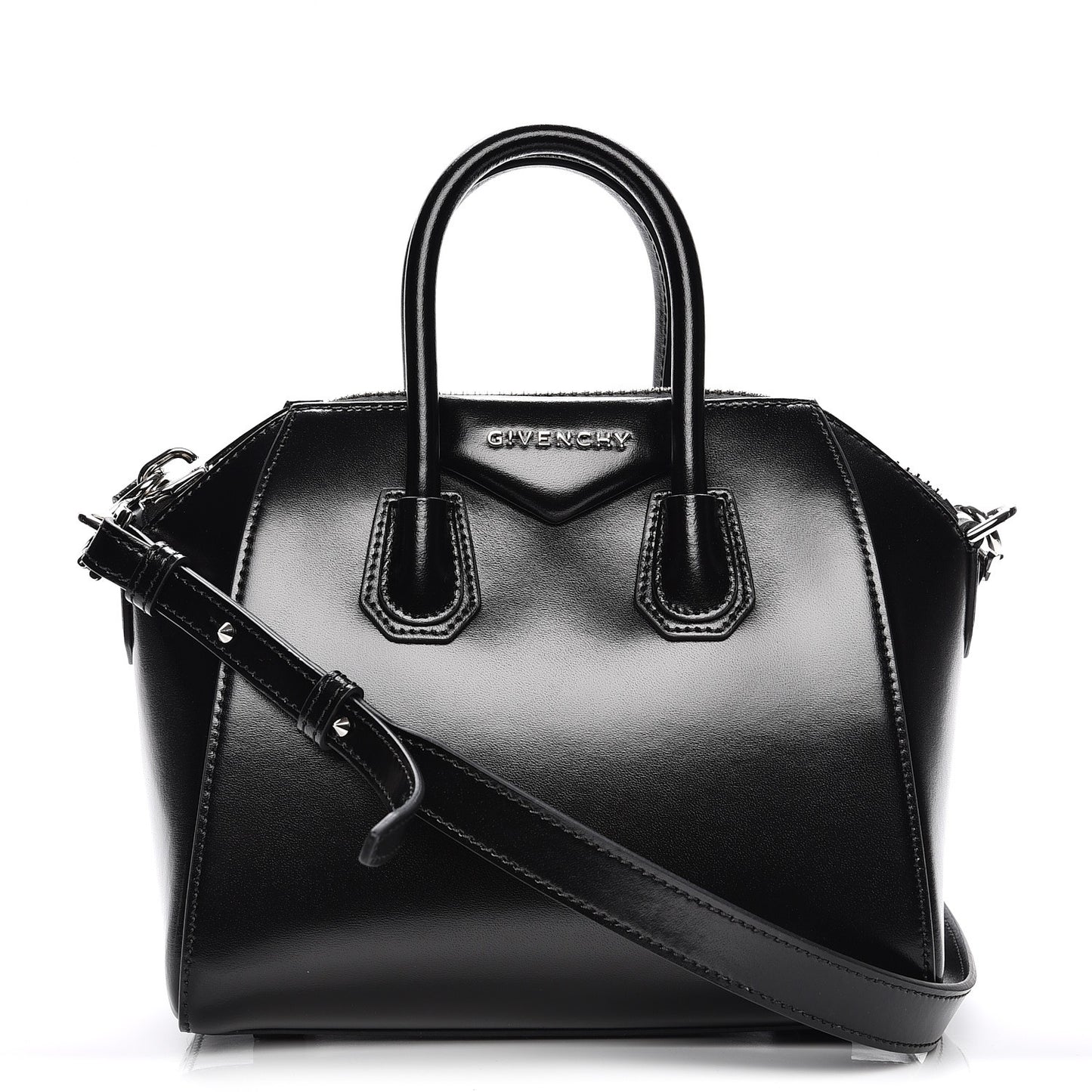 Shiny Lord Calfskin Mini Antigona Black
