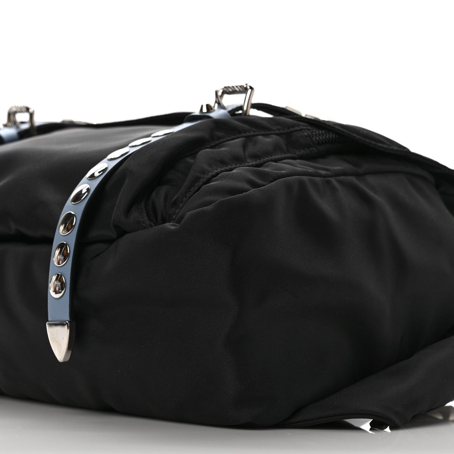 Nylon New Vela Studded Messenger Bag Black