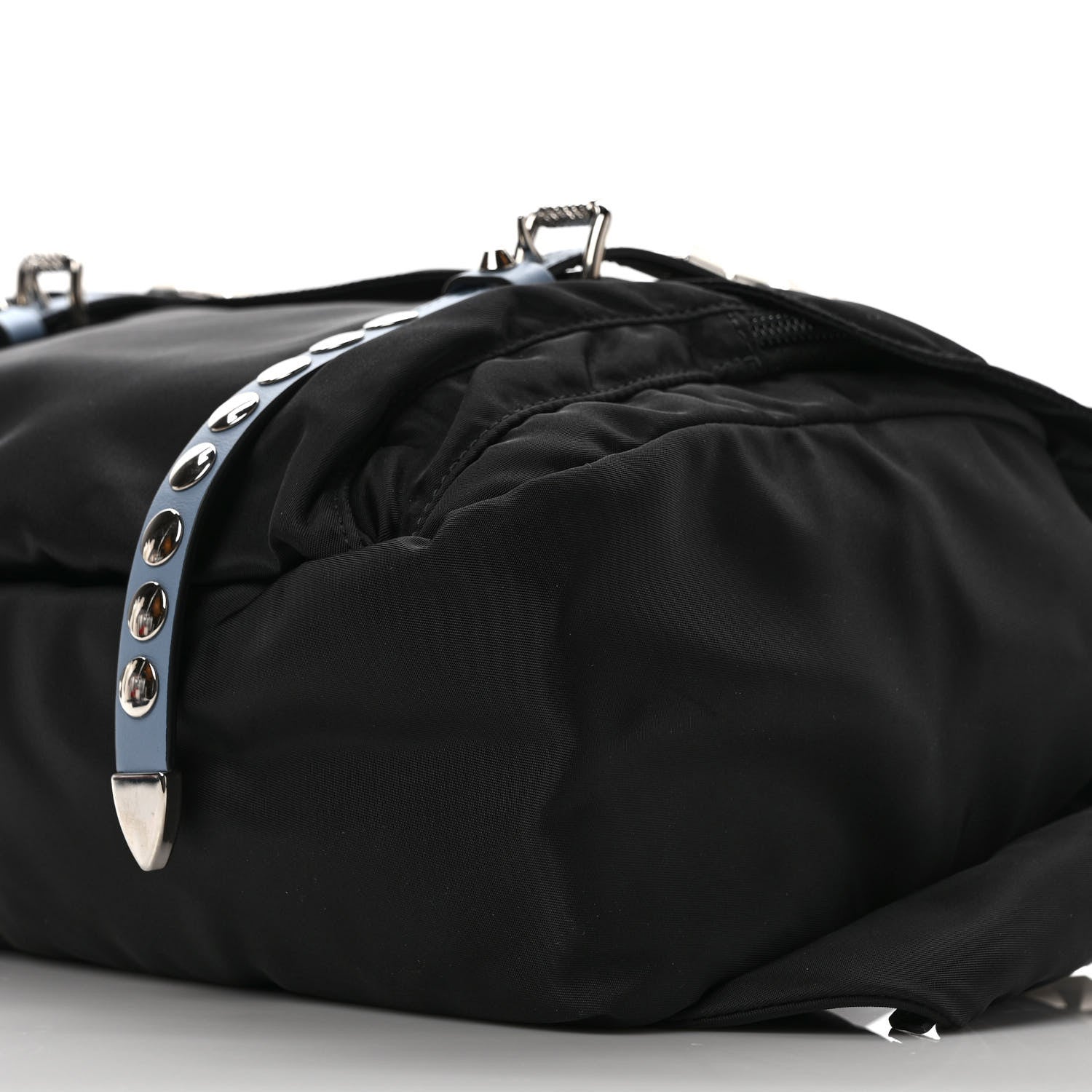 Prada Nylon New Vela Studded Messenger Bag Black 8 of 8