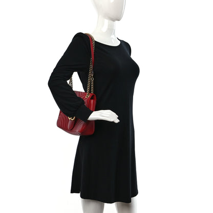 Gucci Calfskin Matelasse Medium GG Marmont Shoulder Bag Hibiscus Red 2 of 9
