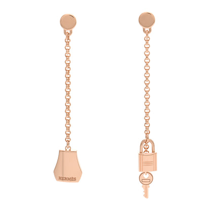 Hermes 18K Rose Gold Kelly Clochette Earrings 1 of 5