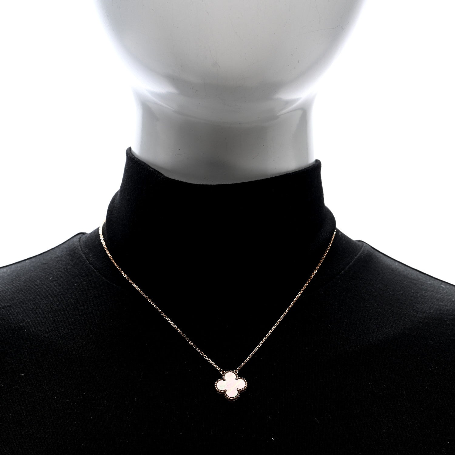 Van Cleef & Arpels 18K Rose Gold Gray Mother of Pearl Vintage Alhambra Pendant Necklace 2 of 4